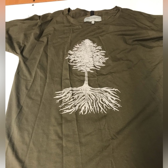 Henrietta Steffensen Copenhagen olive t shirt tree motif sz S/M - Picture 2 of 11